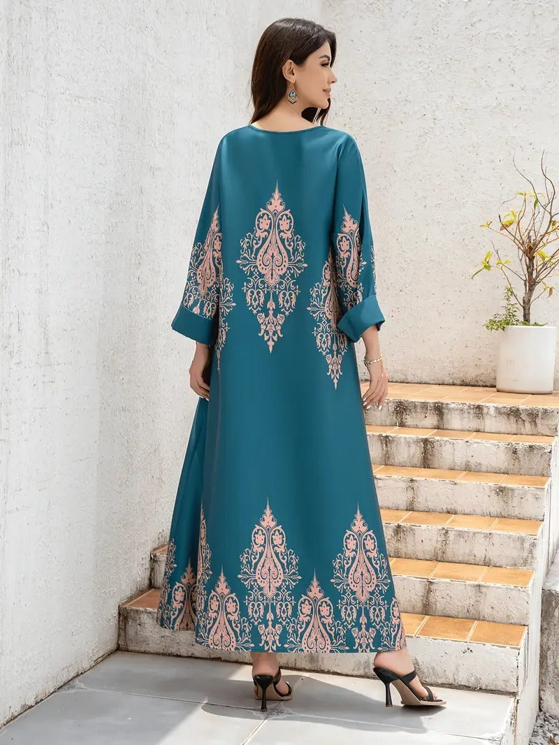 Ladies Middle East Abaya Abaya - Flower Printed Long Robe